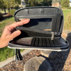 Cowhide Women’s Hand Wallet with Mirror