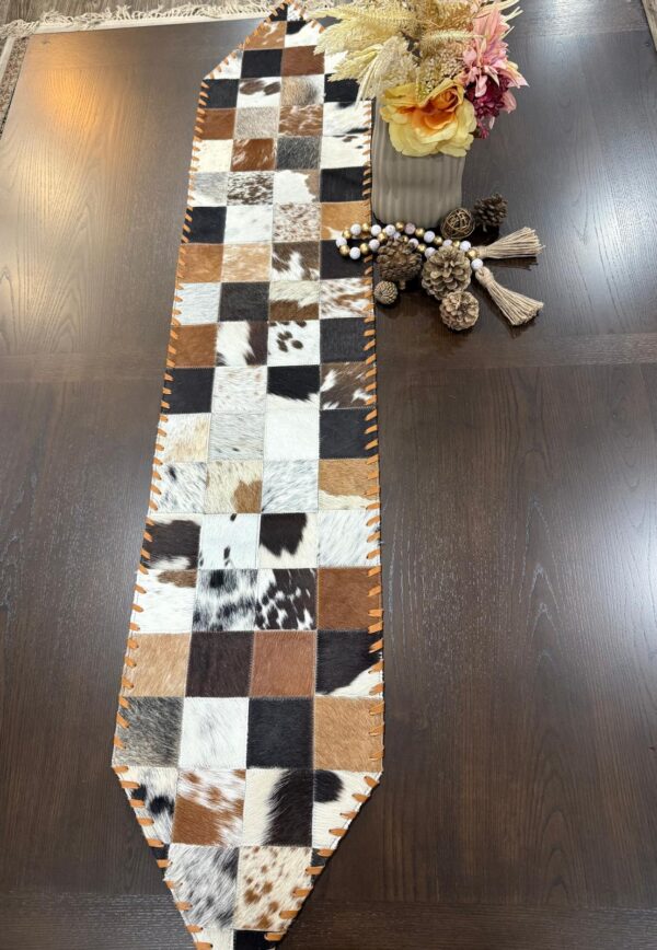 Cowhide Patchwork Table Runner