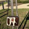 Box style designer crossbody bag for women in cowhide