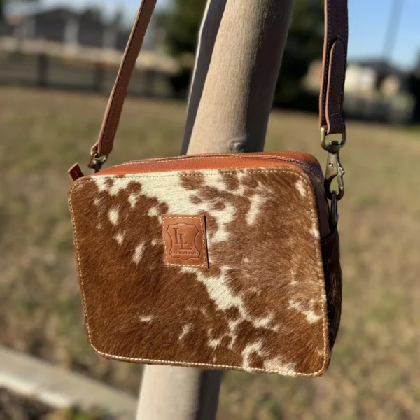 Leather Lovers Cowhide Box Style Cross Body Purse