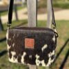 Box style designer crossbody bag for women in cowhide