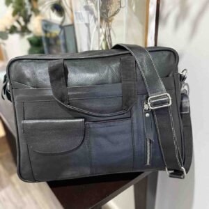 front-zipper-leather-laptop-bag-black-vintage