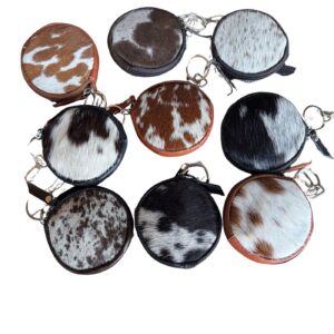 Cowhide Coin Zipper Round Wallet - Bundle Pack