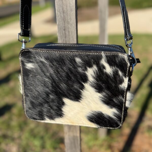 Box style designer crossbody bag for women in cowhide