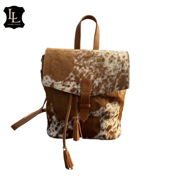 Cowhide Solid Tan Patch Flip LV Backpack TT - Image 2