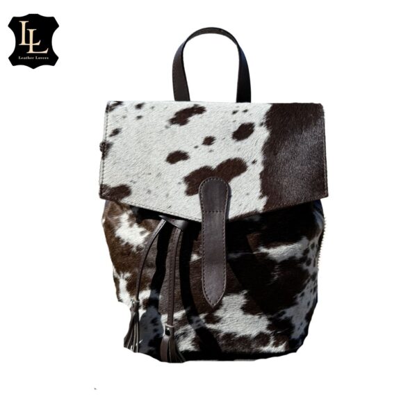 Cowhide Dark Brown & White LV Backpack TT - Image 2