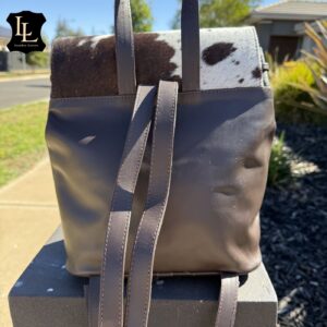Cowhide Dark Brown & White LV Backpack TT