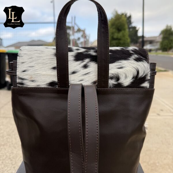 Cowhide brown and white speckle LV Backpack TT - Image 3