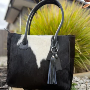 Genuine Cowhide Leather Tote Bag – Stylish Large Handbag for Women