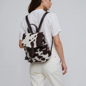 Cowhide Dark Brown & White LV Backpack TT