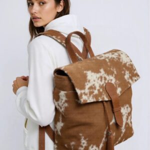 Cowhide Solid Tan Patch Flip LV Backpack TT