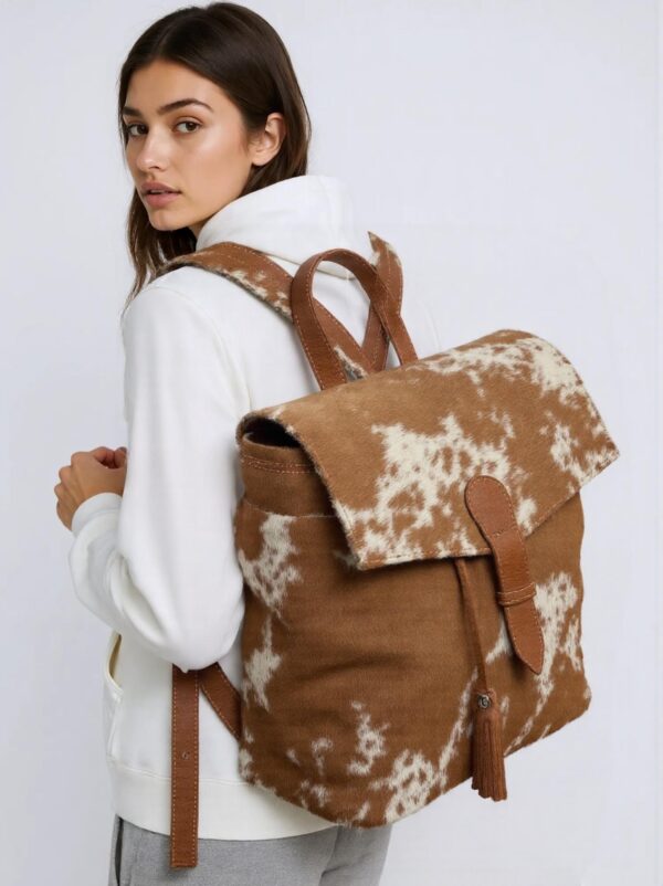 Cowhide Solid Tan Patch Flip LV Backpack TT