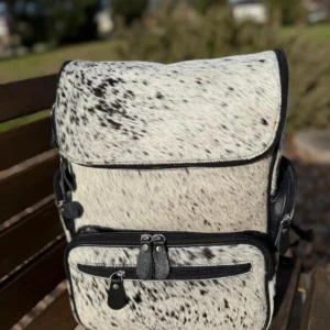 White Cowhide Diaper Backpack – Premium Hide, Spacious & Stylish