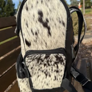 White Cowhide Diaper Backpack – Premium Hide, Spacious & Stylish
