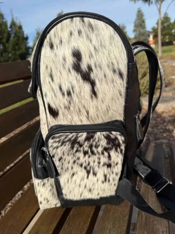 White Cowhide Diaper Backpack – Premium Hide, Spacious & Stylish - Image 3