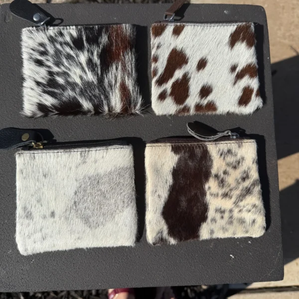Cowhide Zippered Square Wallet with Tooling Details