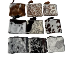 Cowhide Zippered Square Wallet with Tooling Details