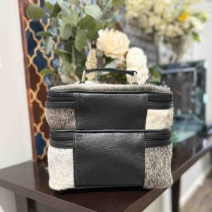 Cowhide Makeup Beauty Box – Cosmetic Case with Mirror