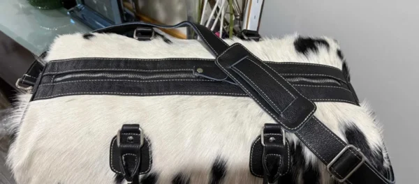 Black and White Cowhide Duffel BagOvernight Bag