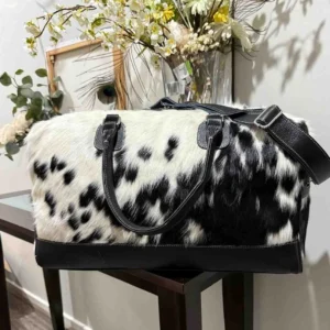 Black and White Cowhide Duffel Bag/Overnight Bag
