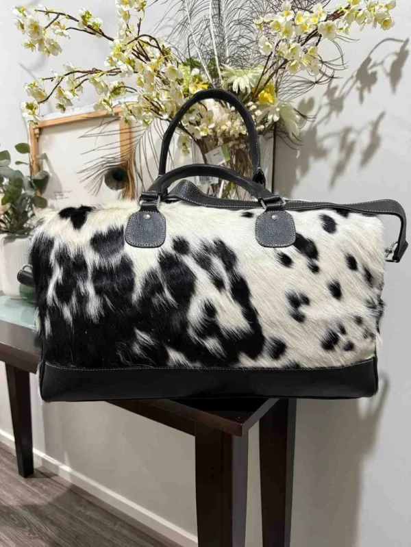 Black and White Cowhide Duffel BagOvernight Bag