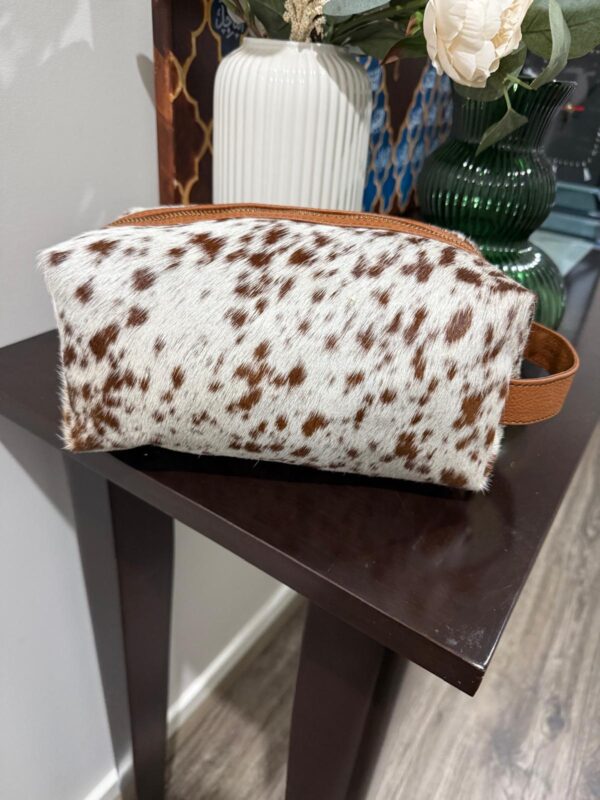 Cowhide toiletry bag leather travel case