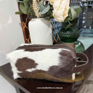 Cowhide toiletry bag leather travel case