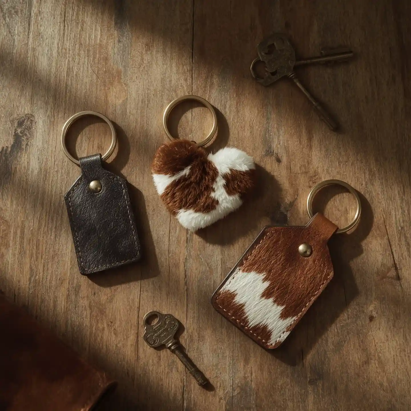 Cattle Tag Cowhide Keyring