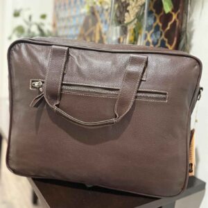 Front Zipper Laptop Bag – Large Leather Work Bag