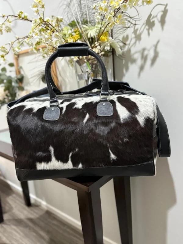 Black and White Cowhide Duffel BagOvernight Bag