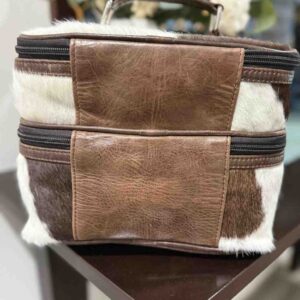 Cowhide Makeup Beauty Box – Cosmetic Case with Mirror