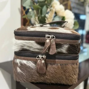chocolate brown -cowhide-makeup-beauty-box