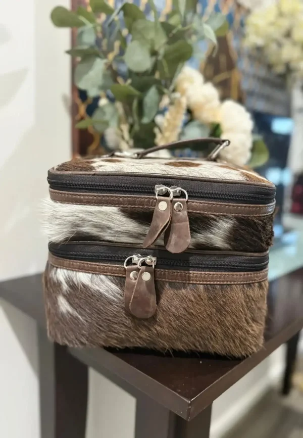 chocolate brown -cowhide-makeup-beauty-box