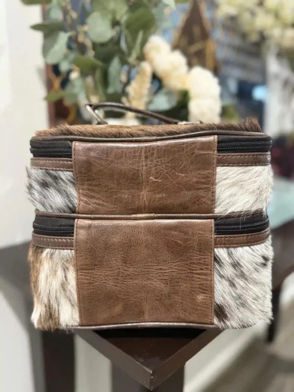 chocolate brown -cowhide-makeup-beauty-box