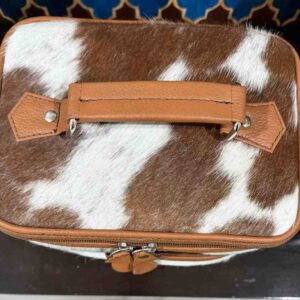 Cowhide Makeup Beauty Box – Cosmetic Case with Mirror