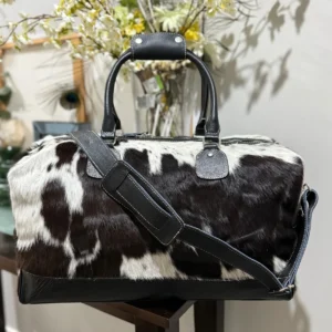 Black and White Cowhide Duffel BagOvernight Bag