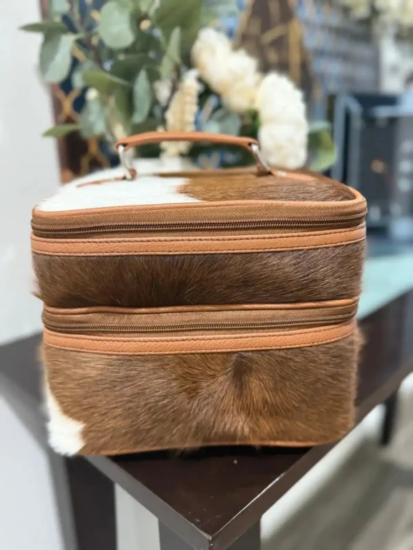 white and brown -cowhide-makeup-beauty-box