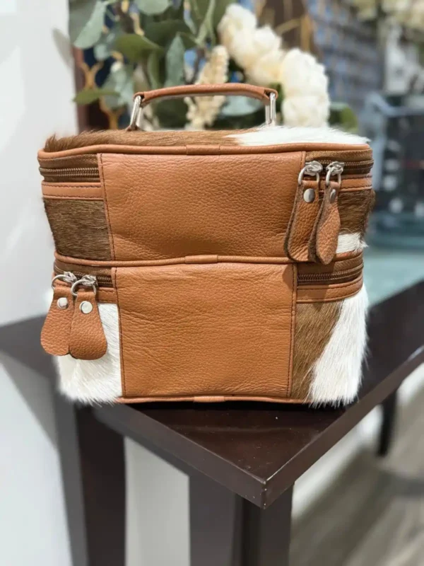 white and brown -cowhide-makeup-beauty-box