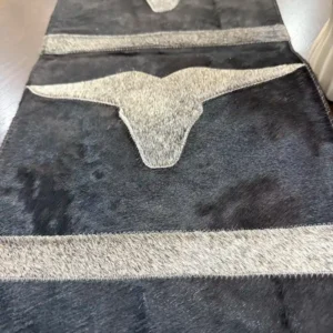 Cowhide Longhorn Table Runner – Handmade Western Decor