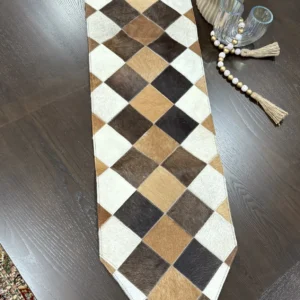 Natural Cowhide Patchwork Table Runner | Handmade Cowhide Table Runner| Home Décor Table Runner | Real Hair-on-Leather Patchwork Runner