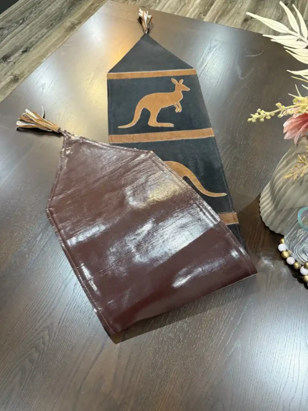 Kangaroo design cowhide table runner