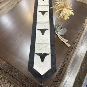 cowhide bull head table runner