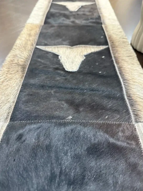 cowhide bull head table runner