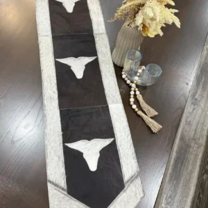 cowhide bull head table runner