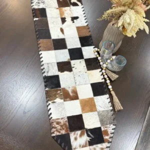 cowhide patchwork table runner