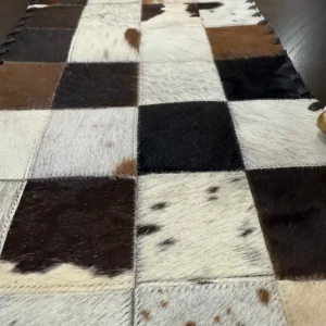 Natural Cowhide Patchwork Table Runner | Handmade Cowhide Table Runner| Home Décor Table Runner | Real Hair-on-Leather Patchwork Runner