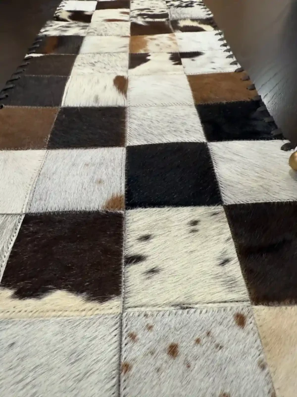 cowhide patchwork table runner