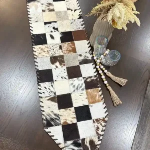 cowhide patchwork table runner
