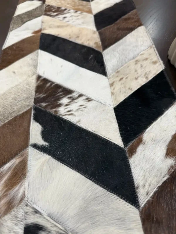 Natural Cowhide Patchwork Table Runner | Handmade Cowhide Table Runner| Home Décor Table Runner | Real Hair-on-Leather Patchwork Runner - Image 2