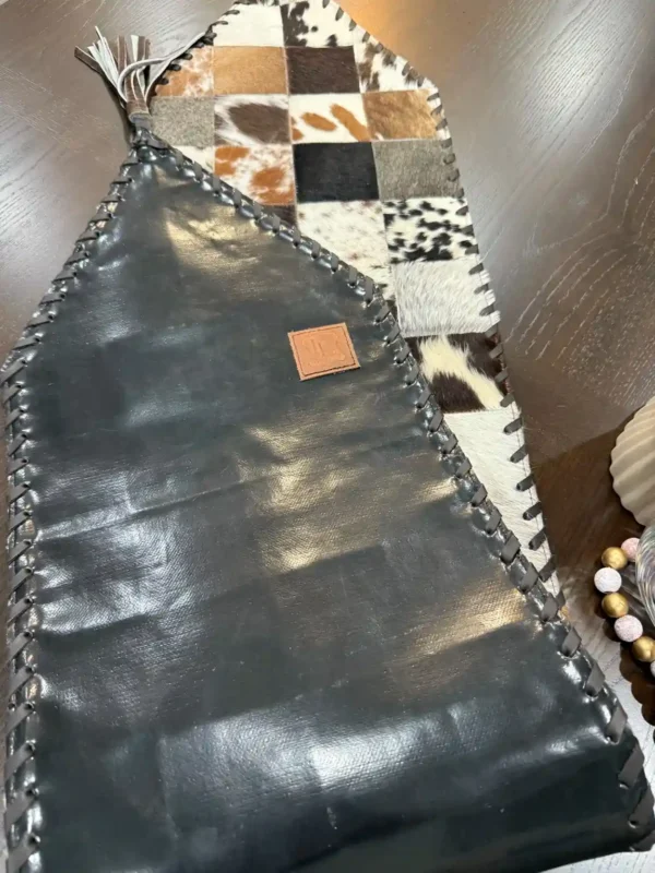cowhide patchwork table runner